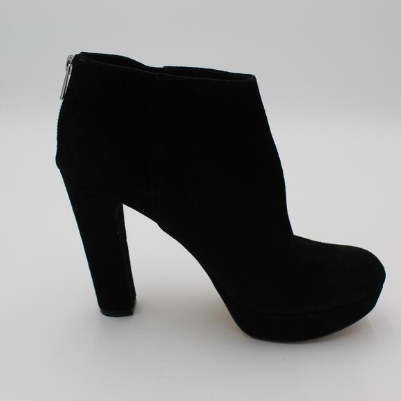 Michael Kors Suede Heels Womens 9.5 Black Platform Bootie Zip Classic Career - Picture 10 of 11